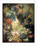 Still Life with Flowers, Fruit and Birds by Jan van Os