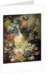 Still Life with Flowers, Fruit and Birds by Jan van Os