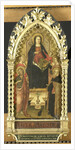 Virgin and Child Enthroned with Four Saints, Saints John the Baptist, Antony Abbot, Elizabeth of Hungary, a female saint by Anonymous