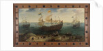 The Amsterdam four-masted Ship De Hollandse Tuyn and other Ships Return from Brazil under Command of Paulus van Caerden by Hendrik Cornelisz. Vroom