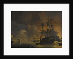 Fire on the Wharves of Algiers shortly after the beginning of the Bombardment by the Anglo-Dutch Fleet, 27 August 1816 by Nicolaas Baur