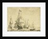 Seascape with the Dutch Men-of-War including the Drenthe and the Prince Frederick-Henry by Willem van de Velde I