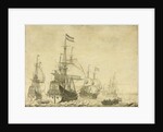 Seascape with the Dutch Men-of-War including the Drenthe and the Prince Frederick-Henry by Willem van de Velde I