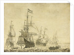 Seascape with the Dutch Men-of-War including the Drenthe and the Prince Frederick-Henry by Willem van de Velde I