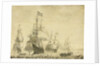 Seascape with the Dutch Men-of-War including the Drenthe and the Prince Frederick-Henry by Willem van de Velde I