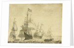 Seascape with the Dutch Men-of-War including the Drenthe and the Prince Frederick-Henry by Willem van de Velde I