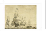 Seascape with the Dutch Men-of-War including the Drenthe and the Prince Frederick-Henry by Willem van de Velde I