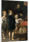 Portrait of three Children and a Man by Thomas de Keyser