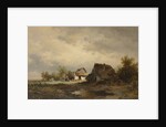 Landscape with cabins on the heath by Remigius Adrianus Haanen