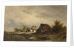 Landscape with cabins on the heath by Remigius Adrianus Haanen