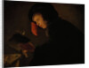 Young Man by Candlelight by Christiaen Jansz. Dusart