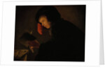Young Man by Candlelight by Christiaen Jansz. Dusart