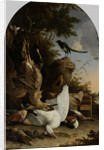 A Hunter’s Bag near a Tree Stump with a Magpie, Known as ‘The Contemplative Magpie’ by Melchior d' Hondecoeter