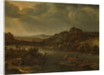 River view with ferry by Herman Saftleven