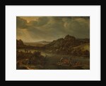 River view with ferry by Herman Saftleven