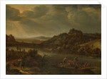 River view with ferry by Herman Saftleven