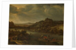 River view with ferry by Herman Saftleven