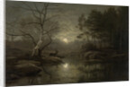 Forest landscape by moonlight by Georg Eduard Otto Saal