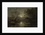 Forest landscape by moonlight by Georg Eduard Otto Saal