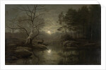 Forest landscape by moonlight by Georg Eduard Otto Saal