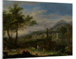 Arcadian Landscape with Fishermen by Jan van Huysum