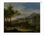Arcadian Landscape with Fishermen by Jan van Huysum
