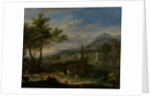 Arcadian Landscape with Fishermen by Jan van Huysum