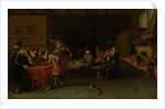 Interior of a Tavern or Brothel with People Drinking and Playing Trictrac by Anonymous