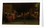 Interior of a Tavern or Brothel with People Drinking and Playing Trictrac by Anonymous