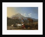 Italian Landscape with Girl Milking a Goat, Italy by Karel Dujardin