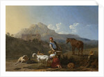 Italian Landscape with Girl Milking a Goat, Italy by Karel Dujardin