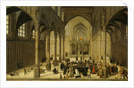 Church Interior with Christ Preaching to a Crowd by Cornelis van Dalem