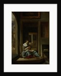 Girl Peeling an Apple by Cornelis Bisschop