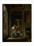 Girl Peeling an Apple by Cornelis Bisschop