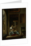 Girl Peeling an Apple by Cornelis Bisschop
