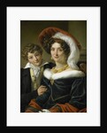 Portrait of Rudolphina Wilhelmina Elizabeth de Sturler, second Wife of Count Johannes van den Bosch with their Son Richard Leeuwenhart by Cornelis Kruseman