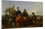 The Bakhuysen (Backhuysen) and de Hooghe Families at a Meal on the Mosselsteiger on Het IJ in Amsterdam, The Netherlands by Ludolf Bakhuysen