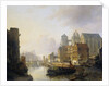 Fantasy View of a City on a River with the Aachen Cathedral by Kasparus Karsen