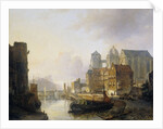 Fantasy View of a City on a River with the Aachen Cathedral by Kasparus Karsen