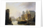Fantasy View of a City on a River with the Aachen Cathedral by Kasparus Karsen