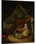 Triptych with an Allegory of Art Education, central panel, The Lying-in Room (A Mother Nursing her Child), a Dentist in the background by Willem Joseph Laquy
