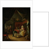 Triptych with an Allegory of Art Education, central panel, The Lying-in Room (A Mother Nursing her Child), a Dentist in the background by Willem Joseph Laquy