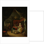 Triptych with an Allegory of Art Education, central panel, The Lying-in Room (A Mother Nursing her Child), a Dentist in the background by Willem Joseph Laquy