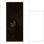 Triptych with an Allegory of Art Education, right panel, Schoolmaster Mending his Pen by Willem Joseph Laquy