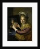 Girl at the mirror by Paulus Moreelse