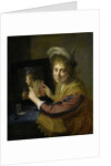 Girl at the mirror by Paulus Moreelse