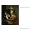 Girl at the mirror by Paulus Moreelse