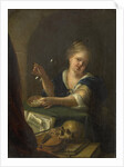Bubble-blowing Girl with a Vanitas Still Life by Anonymous