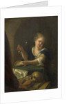 Bubble-blowing Girl with a Vanitas Still Life by Anonymous