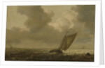 Fishing boat with the wind in the sails by Pieter Mulier I